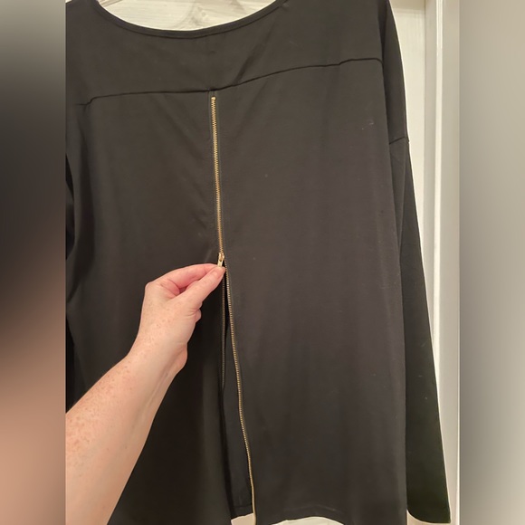 NWT Halife zipper back long sleeve scoop neck knit tee top size XLarge- black - Picture 5 of 9